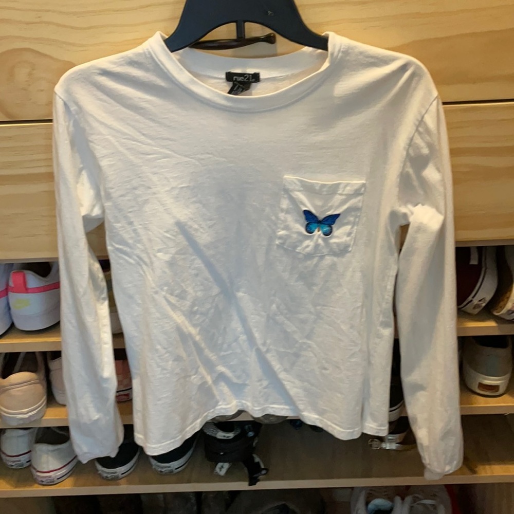 Rue 21 pocket tee, butterfly patch